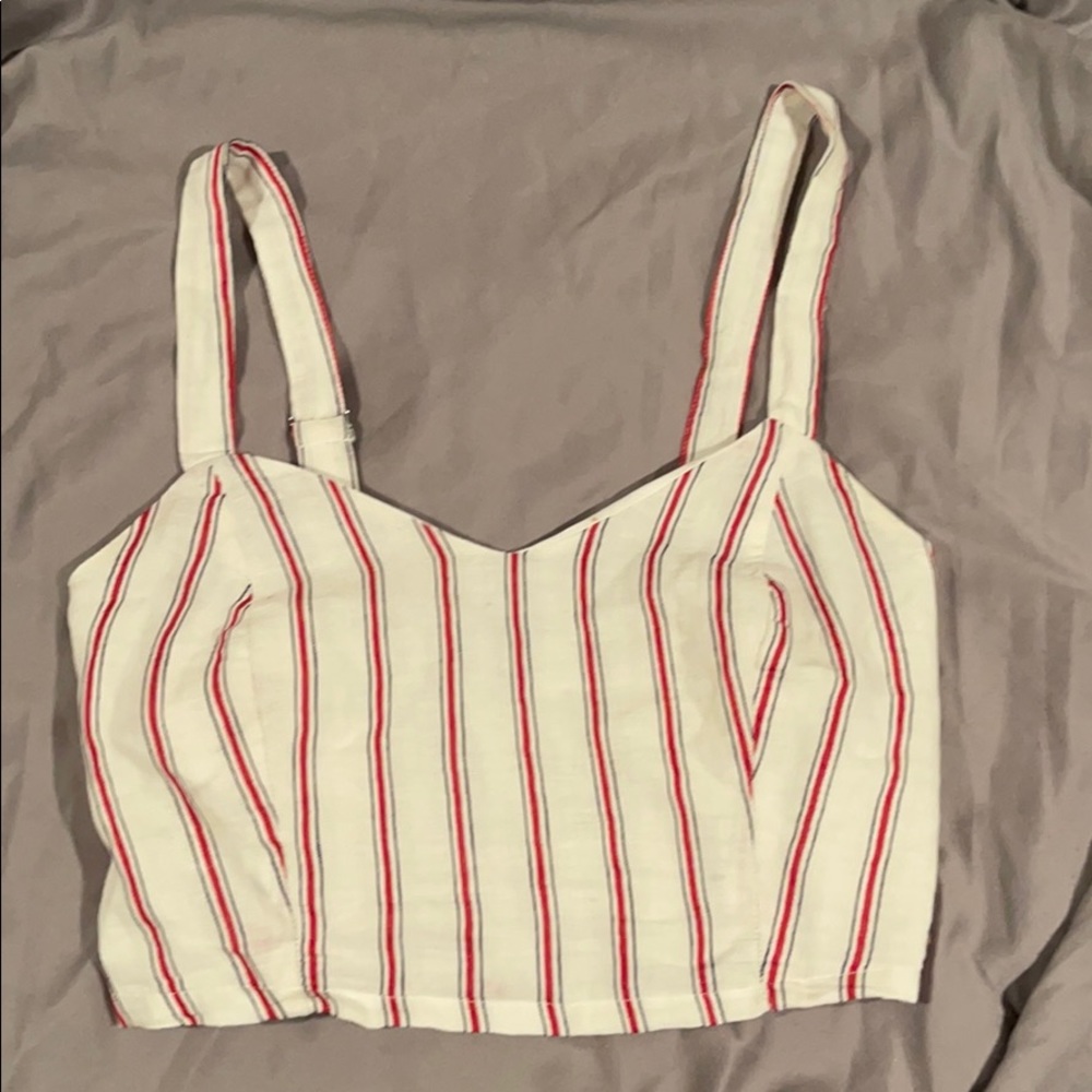 White&Red Stripped Forever 21 Crop Top